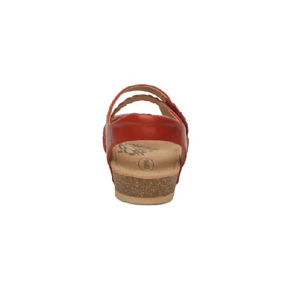 Breathable Fashionable Womens Aetrex Jillian Braided Quarter Strap Sandal in Red
