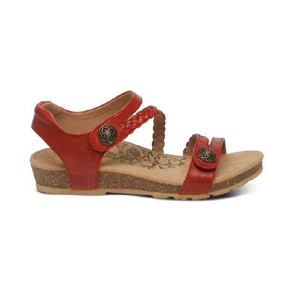 Womens Aetrex Jillian Braided Quarter Strap Sandal in Red Island Time