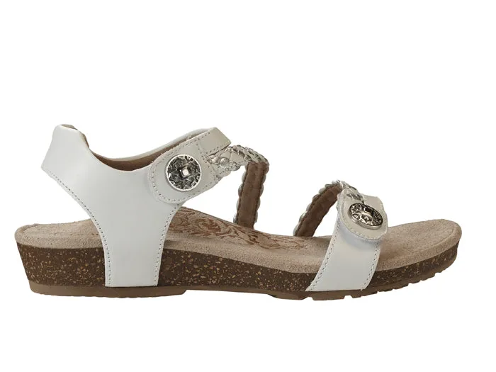Womens Aetrex Jillian Braided Quarter Strap Sandal White Synthetic