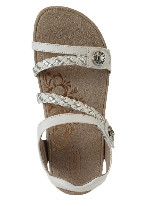 Road Trip Womens Aetrex Jillian Braided Quarter Strap Sandal White