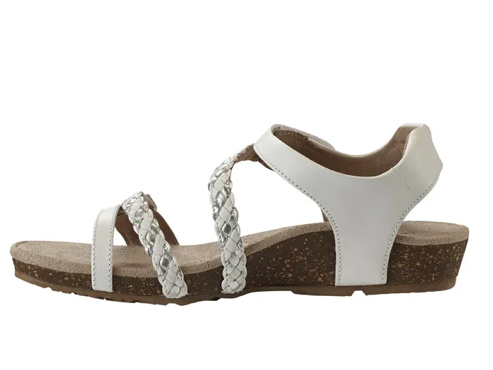 Open Feel Hot Fashion Womens Aetrex Jillian Braided Quarter Strap Sandal White