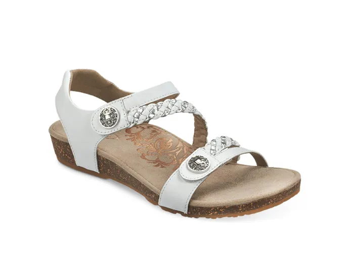 Day Comfort Sporty Design Womens Aetrex Jillian Braided Quarter Strap Sandal White