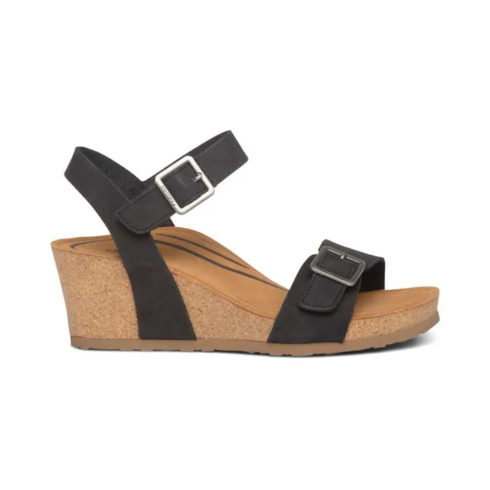 Womens Aetrex Lexa in Black Green Fresh Stylish Open-toe Sandals