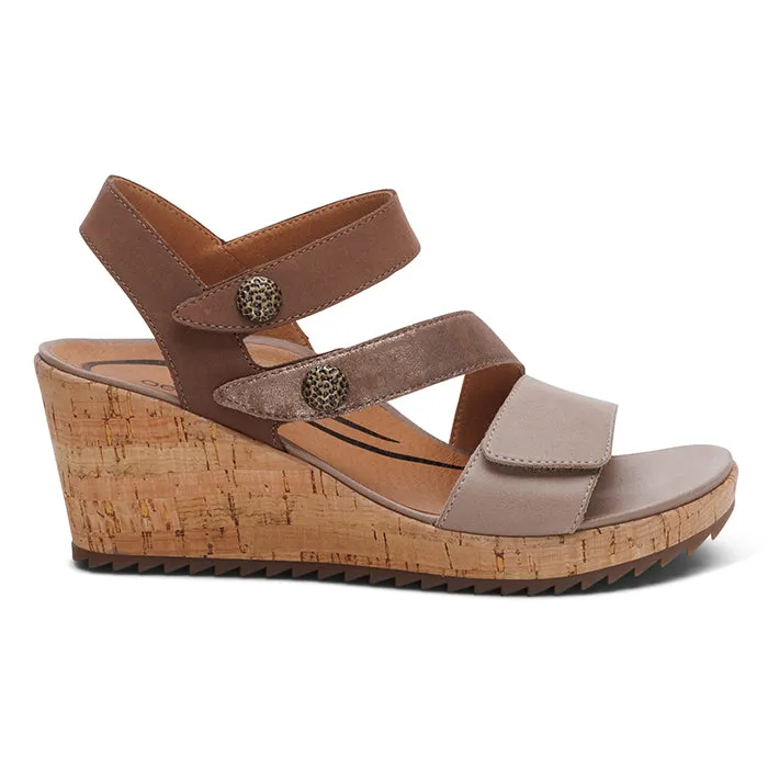 Womens Aetrex Madelyn in Taupe Multi Quick Fit adjustable fit shoes
