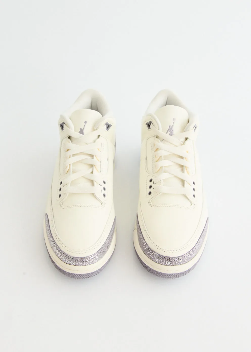 Women's Air Jordan 3 Retro 'Sail Cement Grey' Sneakers Flex grooves Canvas Material