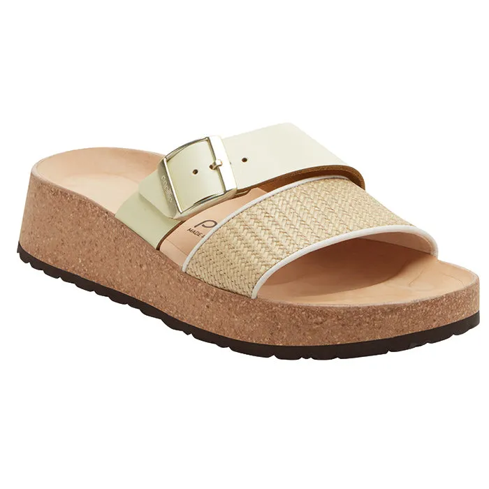 Womens Birkenstock Almina Raffia Narrow in Natural/White Comfortable