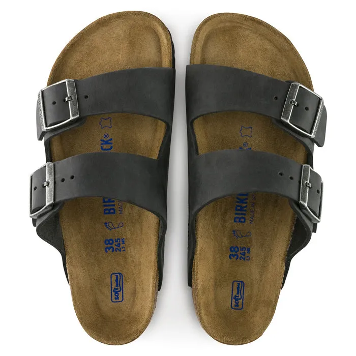 Womens Birkenstock Arizona Oiled Black Unisex Appeal Light Slip-on Shoes