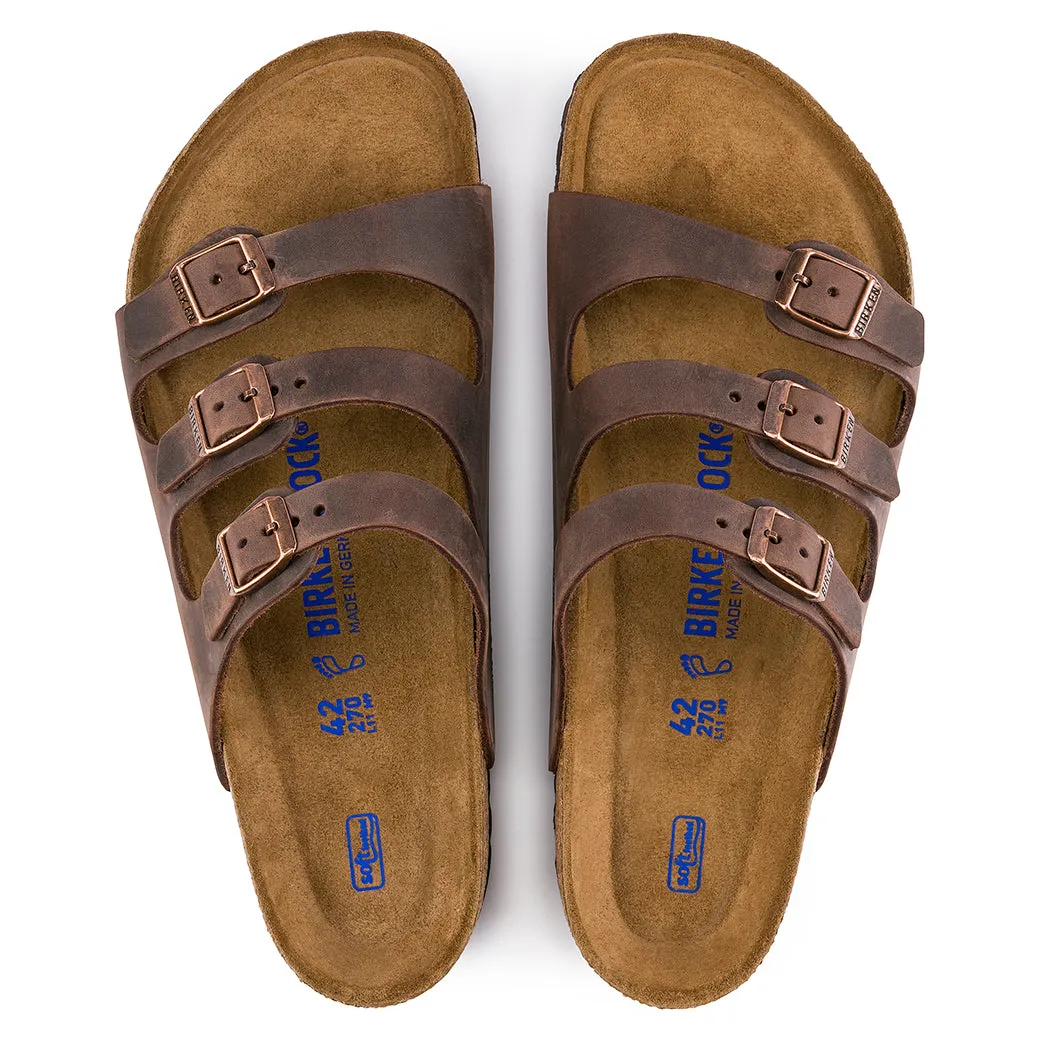 Comfortable For All-Day Wear Comfortable outdoor wear Womens Birkenstock Florida Soft Footbed Oiled Leather in Habana