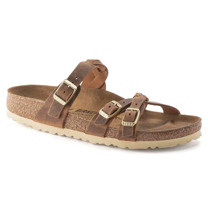 Color Mix Slim Profile Womens Birkenstock Franca Braid in Cognac