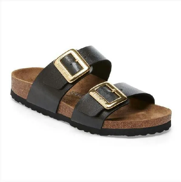 Removable Footbed Foot Care Womens Birkenstock Sydney Luxe Buckle Narrow in Graceful Licorice