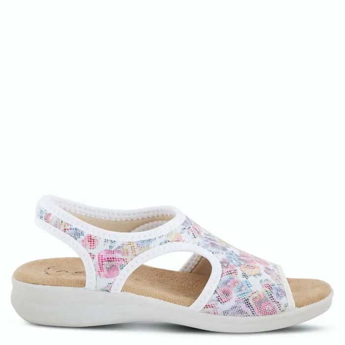 Strappy Design Comfortable Footwear For Outdoors Womens Flexus Nyaman Floral in White Multi