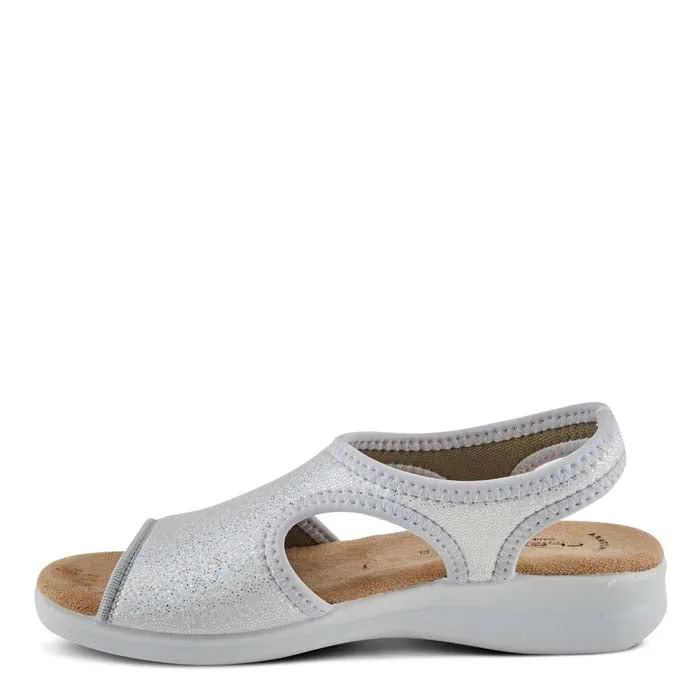 Platform Sole Quick Slide Womens Flexus Nyaman Pindott in Silver