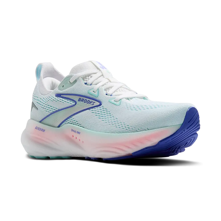 Women's Glycerin 22 - White / Limpet Shell / Amparo Blue lace - decorated running gear running in a fun run