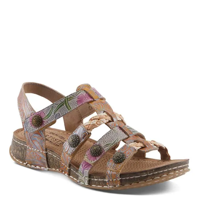Trendy Vacation Sandals Womens L'Artiste Delila in Mango Multi