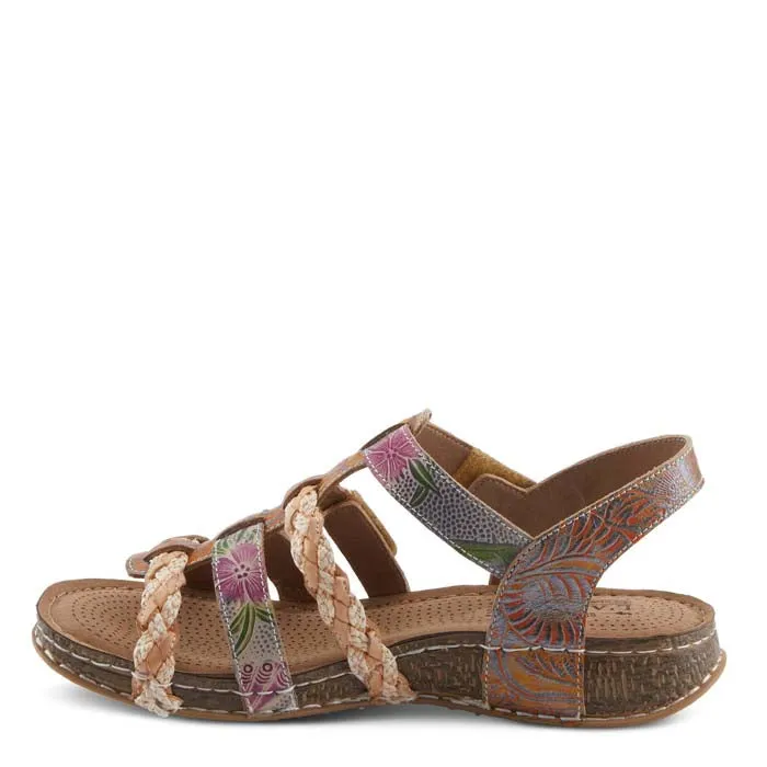 Stylish Open-toe Sandals Gel Cushioning Womens L'Artiste Delila in Mango Multi