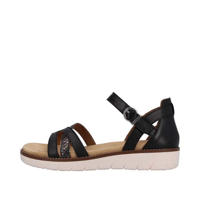 Vegan Material Stretchable Straps Womens Remonte Jocelyn in Black/Black/Black