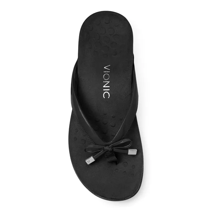 Durable Fit Stylish Travel Flats Womens Vionic Bella Toe Post Sandal Black
