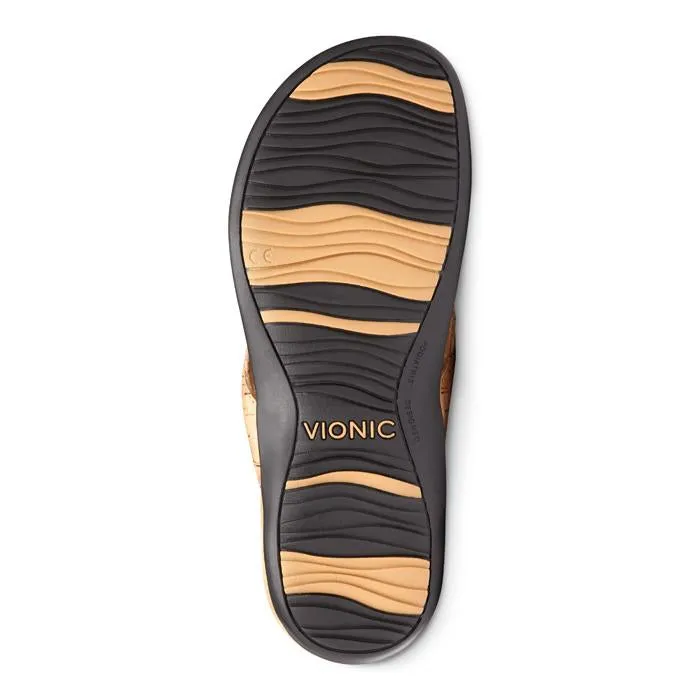 Womens Vionic Bella Toe Post Sandal Gold Cork Chill Gear Effortless Style
