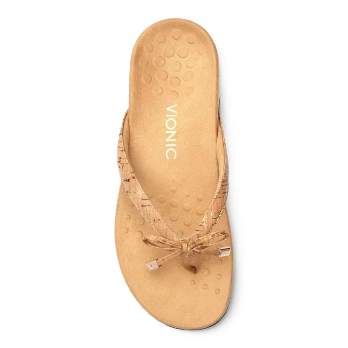 Summer Footwear Essentials Womens Vionic Bella Toe Post Sandal Gold Cork