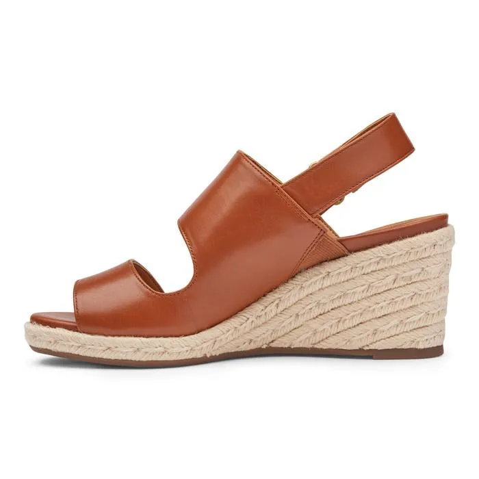 Soft Finish Canvas Upper Womens Vionic Brooke Wedge Sandal Cognac