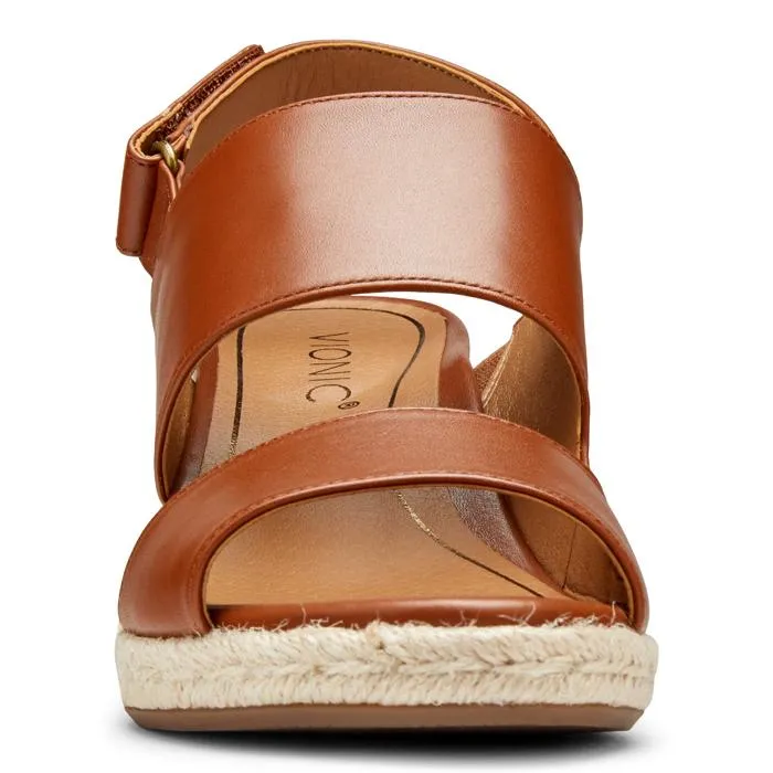 Womens Vionic Brooke Wedge Sandal Cognac padded sole
