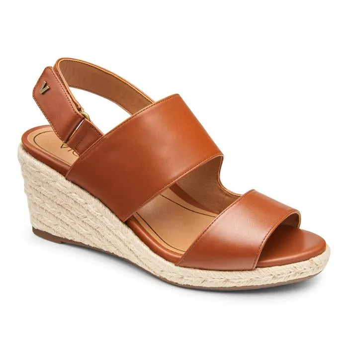 Womens Vionic Brooke Wedge Sandal Cognac Standout Look