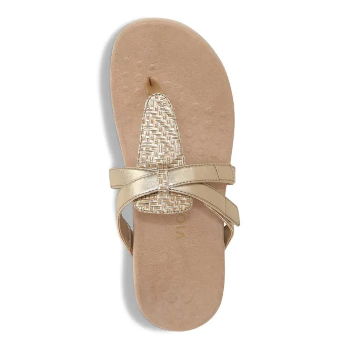 Beaded Sandal Craftsmanship Womens Vionic Karley Metallic in Gold
