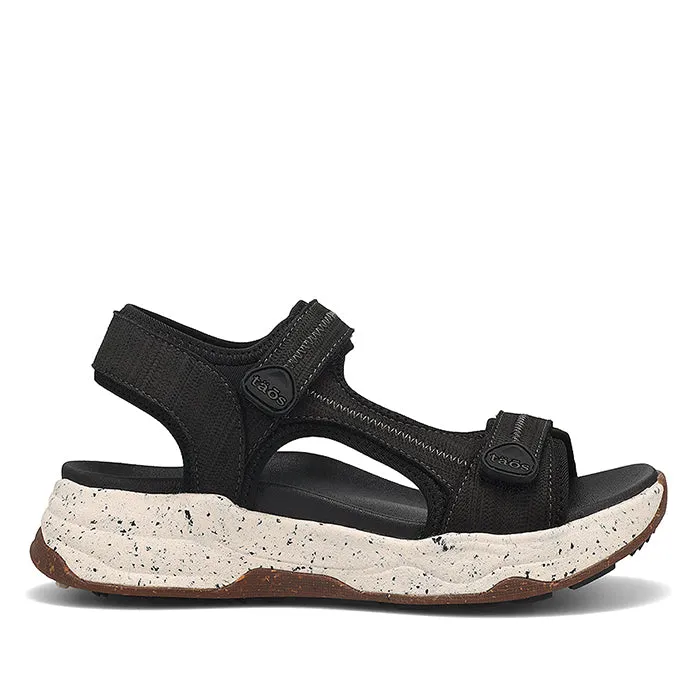 Womens Taos Super Side in Black Emboss Summer Footwear Chic Vacation Flats